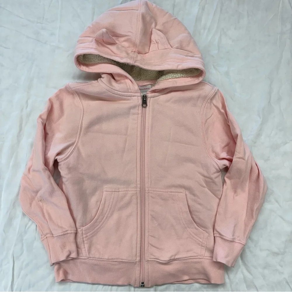 Hanna Kids Girls Pink Sherpa Lined Zip Up Hoodie Sweater Jacket Size‎ 110/5